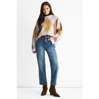 Gini London Women's Blue Mid Rise Straight Leg Jeans | Size: 16