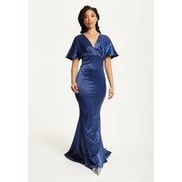 Liquorish Women's Short Sleeve Navy Maxi Dress | Size: 12