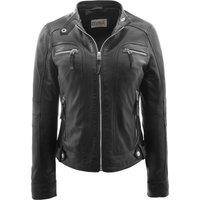House of Leather Women's Womens Real Leather Biker Jacket Annie Red 12 in Black | Size: 18