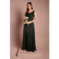 Coast Women's Honoured Sleeveless Cowl Neck Satin Maxi Bridesmaid Dress in Black | Size: 12