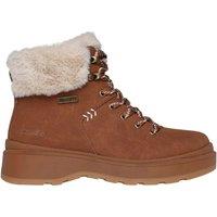 Skechers Women's PARK CITY Cozy Fashion Hiker Lace Up Wedge Boot W/ Memory Foam Chestnut in Tan | Size: 6