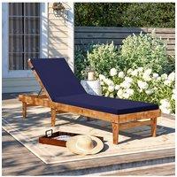 Living and Home 8cm H Comfortable Outdoor Solid Grey Color Bench Cushion in Dark Blue