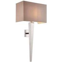 Netlighting Moreto 1 Light Indoor Wall Light Chrome with Grey Silk Effect Shade B22