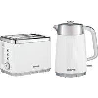 Geepas Arcus Collection 1.7L Kettle & Toaster Set 3000W Rapid Boil, Strix Technology, 7 Browning Levels in White
