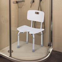 HOMCOM Adjustable Aluminum Bath Stool Spa Shower Chair in White
