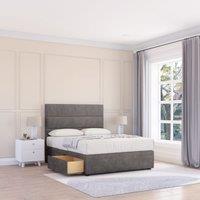 Sloomy Texas Divan Bed Base 4 Drawers & 26 Struts Headboard in Grey | Size: Small Double