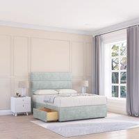 Sloomy Texas Divan Bed Base 4 Drawers & 26 Struts Headboard in Silver | Size: Small Double