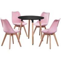 Life Interiors 'Lorenzo' Round Dining Set with a Table & Dining Chair Set of 4 in Pink