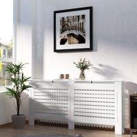 HOMCOM Modern Radiator Cover Cabinet Top Shelving Slatted Design MDF in White
