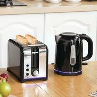 HOMCOM 1.7L 3000W Rapid Boil Jug Kettle & 2-Slice Toaster Set in Black