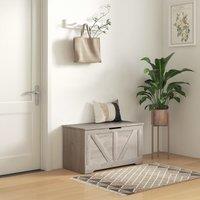 HOMCOM Storage Trunk for Living Room, with Safety Hinges, 80cm in Grey