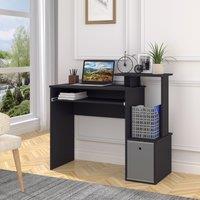 HOMCOM Computer Desk with Sliding Keyboard Tray Storage Drawer Shelf in Black