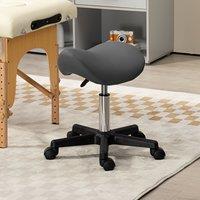HOMCOM Saddle Stool Adjustable Rolling Salon Chair for Massage Spa Beauty in Grey