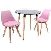 Life Interiors 'Round Lorenzo' Dining Set with a Table & Chairs Set of 2 in Pink