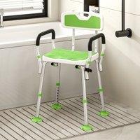 HOMCOM Padded Shower Stool with Arms & Back, 4 Suction Foot Pads, Green