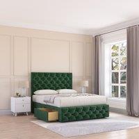 Sloomy Watson Divan Bed Base 2 Drawers 12 Footboard & 54 Floor Standing Headboard in Emerald | Size: Super King
