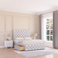 Sloomy Watson Divan Bed Base 2 Drawers 12 Footboard & 54 Floor Standing Headboard in Silver | Size: Small Double