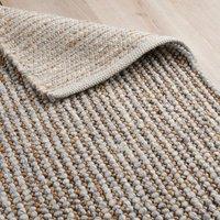 Industville Fara Hand Woven Jute & Wool Rug - Natural & Grey in Mid Grey | Size: 120 cm x 180 cm
