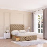 Sloomy Watson Divan Bed Base 2 Drawers 12 Footboard & 54 Floor Standing Headboard in Light Brown | Size: Small Single