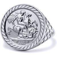 Jewelco London Sterling Silver St George Dragon Slayer Half-Sovereign-Size Ring | Size: W