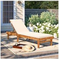 Living and Home 8cm H Comfortable Outdoor Solid Grey Color Bench Cushion in Beige
