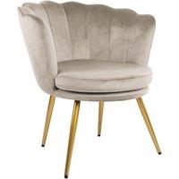 Genesis Flora Velvet Accent Chair Petal Back Plush Upholstered Modern Chair in Taupe | Size: 1 Seater
