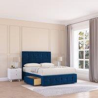 Sloomy Cambridge Divan Bed Base 2 Drawers 12 Footboard & 26 Strutted Headboard in Navy | Size: Super King