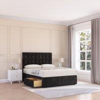Sloomy Alabama Divan Bed Base 4 Drawers & 26 Struts Headboard in Black | Size: Super King
