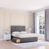 Sloomy Alabama Divan Bed Base 4 Drawers & 26 Struts Headboard in Dark Grey | Size: Super King