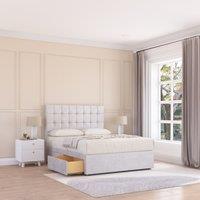 Sloomy Alabama Divan Bed Base 4 Drawers & 26 Struts Headboard in Silver | Size: Double