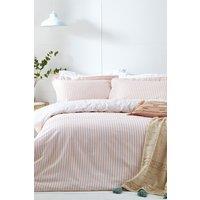 Yard Hebden Striped 100% Cotton Duvet Cover Set in Dusty Pink | Size: Super King