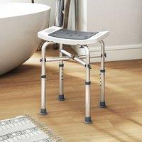 HOMCOM Adjustable Shower Stool with Foot Pads for Elderly in Grey