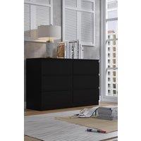 FWStyle Stora Matt 6 Drawer Chest (H) 77 (W) 110 (D) 40cm Extra Deep Drawers in Black