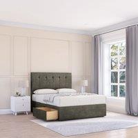 Sloomy Highbury Divan Bed Base 4 Drawers & 26 Struts Headboard in Light Grey | Size: Super King