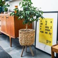 Ivyline Water Hyacinth Lined basket on Legs H45Cm D30Cm in Natural