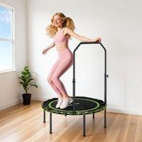 SPORTNOW 40 Foldable Fitness Trampoline Rebounder with Handle in Green | Size: 100 cm