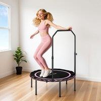 SPORTNOW 40 Foldable Fitness Trampoline Rebounder with Handle in Pink | Size: 100 cm