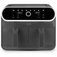 Tower T17194 Elite Dual Basket Air Fryer w/ Digital Control Panel, Match Cook & Smart Finish Functions, 8 Cooking Presets, Vortx Technology, 8L