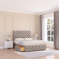 Sloomy Watson Divan Bed Base 4 Drawers 12 Footboard & 54 Floor Standing Headboard in Stone | Size: Double