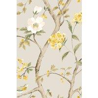 Hoopla Walls Bird Song - Silver 10m Wallpaper in Grey