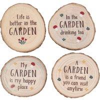 Something Different Garden Wood Slice Coaster Set in Brown