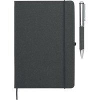 MidOcean Eleganote Leather Notebook & Pen in Black