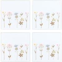 Something Different Glass Floral Coasters (Pack of 4) in White
