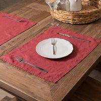 Native Natural Brick Red Set of 4 100% Linen Placemats