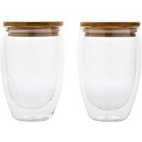 XD Design Double Wall 350ml Bamboo Glass Pack of 2 in Clear