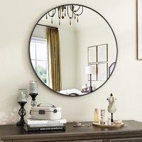 Dprodo Black Round Bathroom Mirror, Circle Mirror in True Black | Size: 600mm
