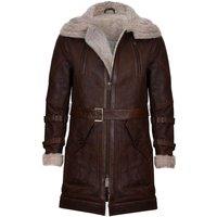 Infinity Leather Men's 3/4 Warm Leather Sheepskin Trench Coat-Medina in Brown | Size: Large
