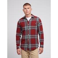 U.S. POLO ASSN. Men's Ombre Check Cotton Shirt in Dark Red | Size: Medium