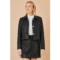 Yumi Women's Black Boucle Sequin Mini Skirt | Size: 10