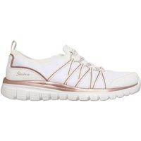 Skechers Women's Graceful - Metallic Detail Bungee White/ Rose Gold Knit in White | Size: 7